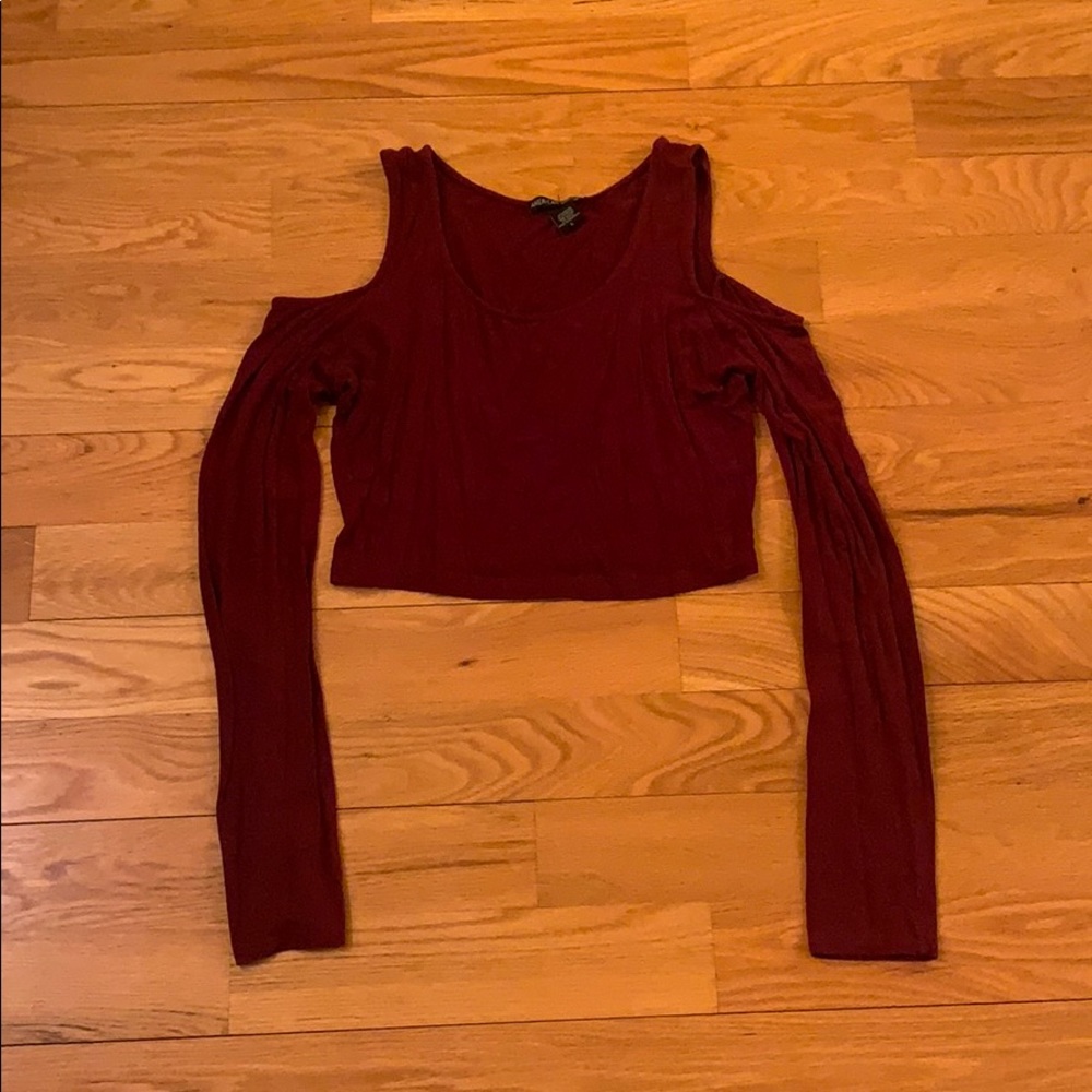 Burgundy long sleeve crop top